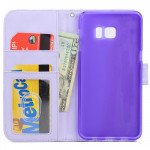 Wholesale Samsung Galaxy S6 Edge Plus Quilted Flip Leather Wallet Case with Strap (Purple)